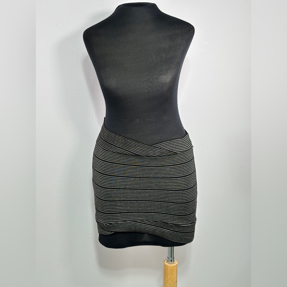 ICY Stretch Black and White Striped Bodycon Skirt Size Small